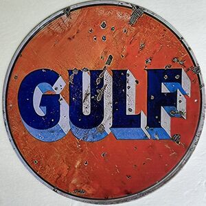 Vintage Style Retro Gulf Gas Oil Sign Metal Round